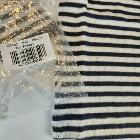 Mini Boden size 5-6 girls super soft pointelle shirt Navy and White Stripes - Picture 5 of 9